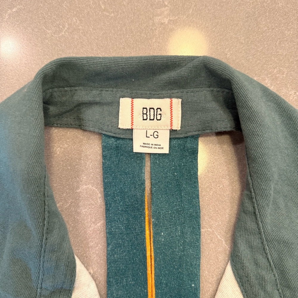 BDG Teal Halter Top with Yellow Stripe Detail - Picture 2 of 3